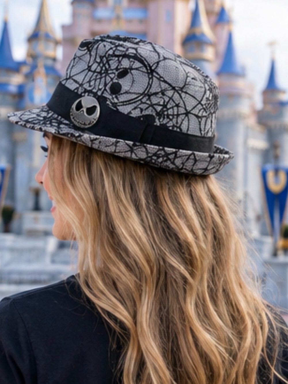 Disney Parks  “Pumpkin King” Halloween Black & Gray Jack Skellington Fedora Hat